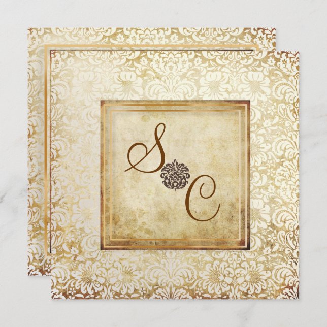 Convite PixDezines FIDORA, VINTAGE DAMASK (Frente/Verso)