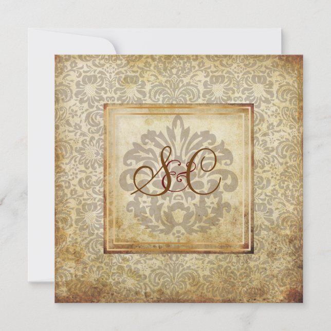Convite PixDezines Fidora, Vintage Damask (Frente)