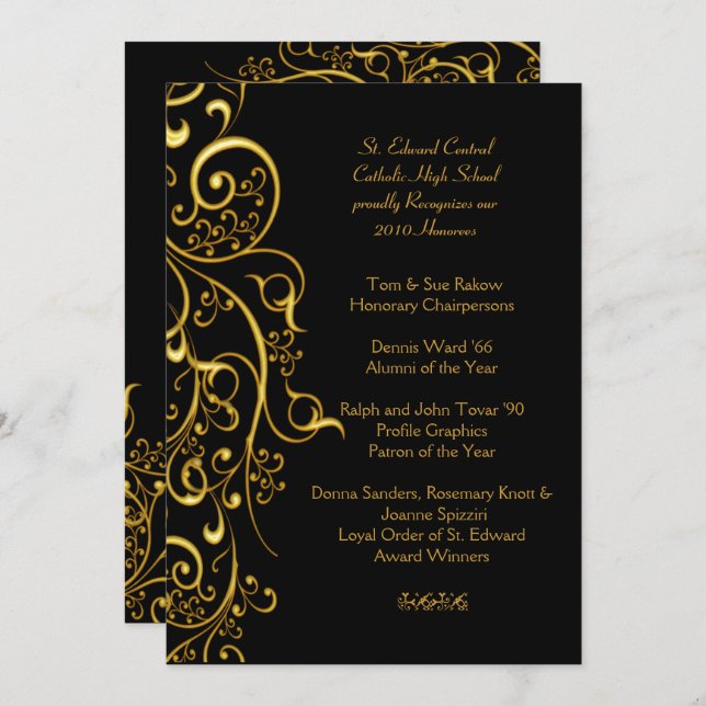 Convite PixDezines FILIGREE ESPIrais / Falso OURO (Frente/Verso)