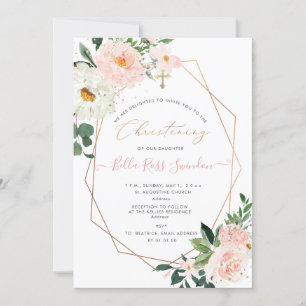 Convite PixDezines Flores Aquarela Beije Batismo