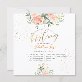 Convite PixDezines Flores de Aquarela Rosa Claro Batizado