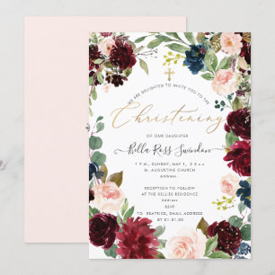 Convite PixDezines Flores de BlushNatal de Aquarela