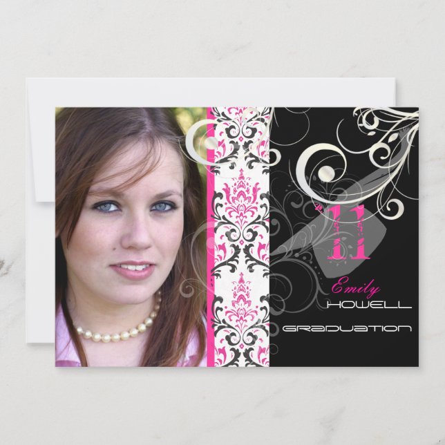 Convite PixDezines Formatura 201x, Rossi Damask (Frente)
