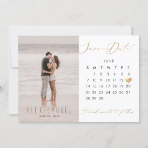 Convite PixDezines Foto Salvar a Data Calendário em doura