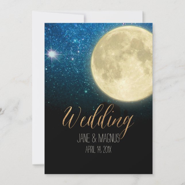 Convite PixDezines Full Moon Midnight Sky/Collage NASA (Frente)