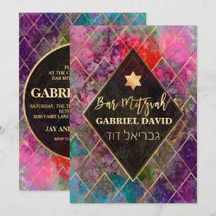Convite PixDezines Galáxia Abstrata Bar Mitzvah