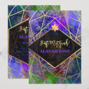 Convite PixDezines Galaxy Abstrato Bat Mitzvah