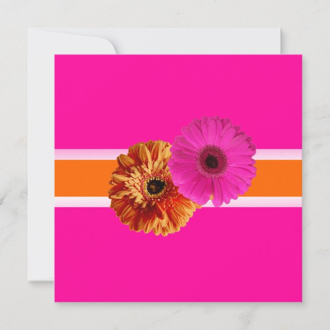 Convite PixDezines Gerber, cor de laranja+paixão rosa/escu (Frente)