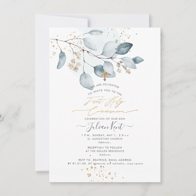 Convite PixDezines Goma Azul Eucalyptus 1rua Santa Comunhã (Frente)