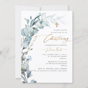 Convite PixDezines H2 Blue Gum Eucalyptus Christening