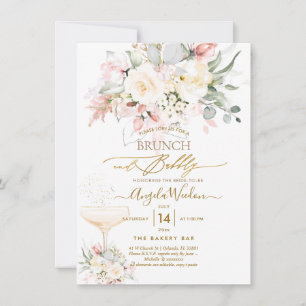 Convite PixDezines H2 Blush Alabaster Rosa Brunch Bubble