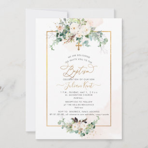 Convite PixDezines H2 Blush Rosas Baptism