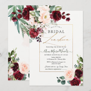 Convite PixDezines H2 Burgundy Blush Bridal Luncheon