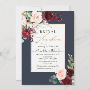 Convite PixDezines H2 Burgundy Blush Bridal Luncheon