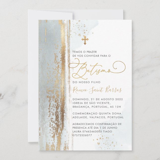 Convite PixDezines H2 Dusty Batismo Azul (Frente)