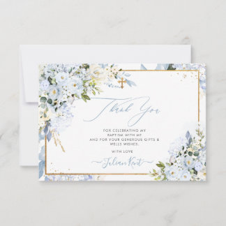 Convite PixDezines H2 Dusty Rosas Azul Batismo Obrigado