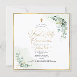 Convite PixDezines H2 Eucalipto Primeira Comunhão