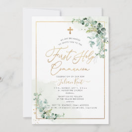 Convite PixDezines H2 Eucalipto Primeira Comunhão Invi