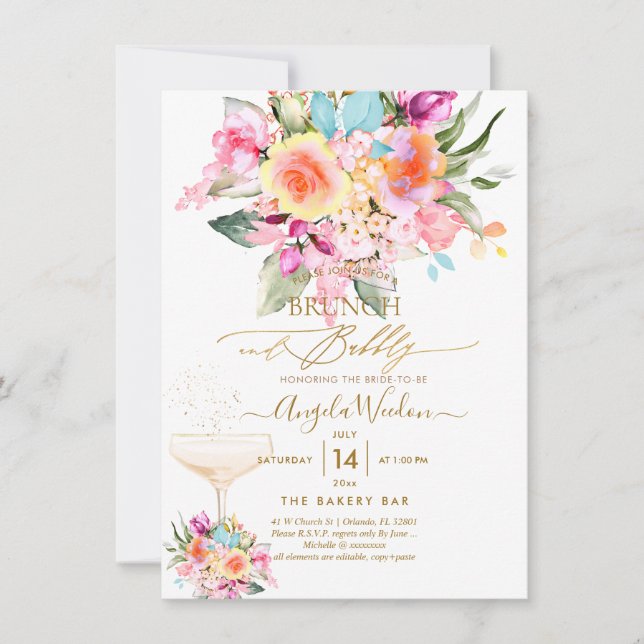 Convite PixDezines H2 Fiesta Summer Rosas Brunch (Frente)