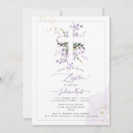 Convite PixDezines H2 Lilás Roxo Eucalipto Batismo