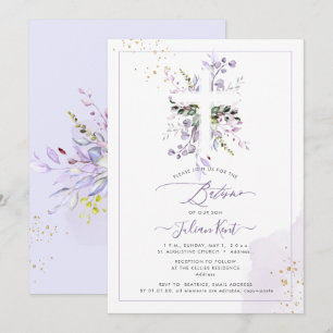 Convite PixDezines H2 Lilás Roxo Eucalipto Batismo