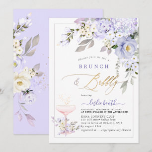 Convite PixDezines H2 Rosas Roxos Hydrangea Brunch
