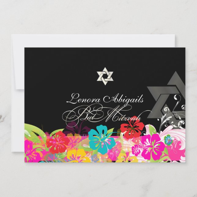 Convite PixDezines hibiscus/Bat Mitzvah (Frente)
