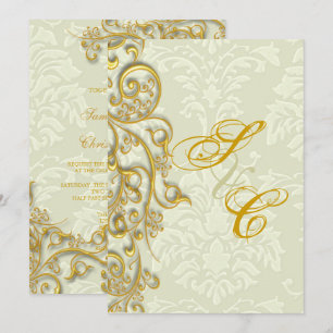 Convite PixDezines IVORY DAMASK FIO GRISADO FALSO