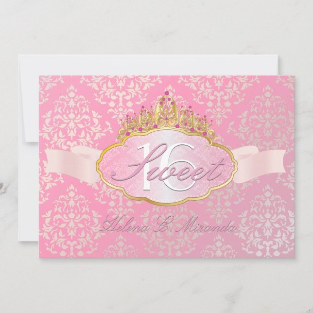 Convite PixDezines josephine damasco doce 16/tiara (Frente)