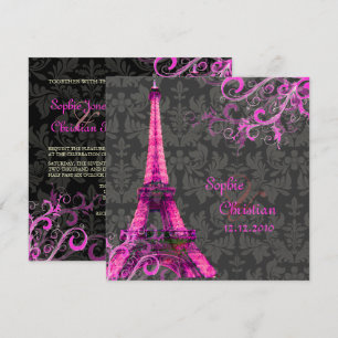 Convite PixDezines LA TORRE EIFFEL/ROSA/DIY COR