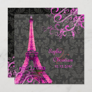 Convite PixDezines LA TOUR EIFFEL/PINK/DIY COLOR