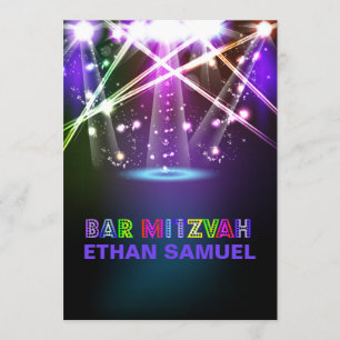 Convite PixDezines laser / luzes de néon bar mitzvah