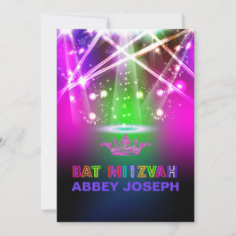 Convite PixDezines Laser / Luzes de Neon Bat Mitzvah