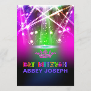Convite PixDezines Laser / Luzes de Neon Bat Mitzvah