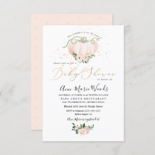 Convite PixDezines Lil Blush Pumpkin Chá de fraldas