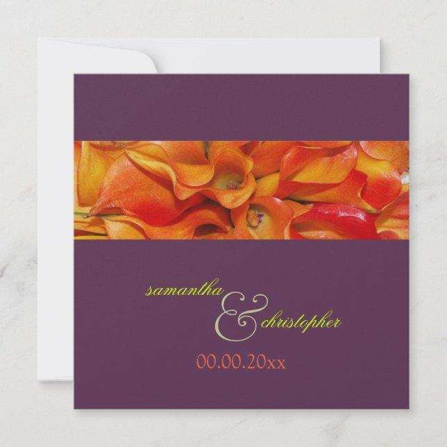Convite PixDezines LÍRIO CALLA LARANJA / PAPEL PEROLADO Lu (Frente)
