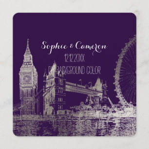 Convite PixDezines Londres/Folha de Prata Falsa/ Fundo de 