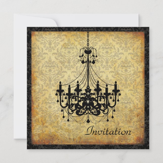 Convite PixDezines Lustre Antigo+damask,  pergaminho (Frente)