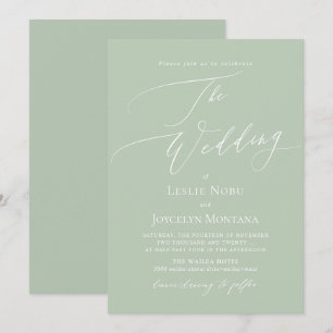Convite PixDezines Luxe-Caligrafia Cores de NY Celadon