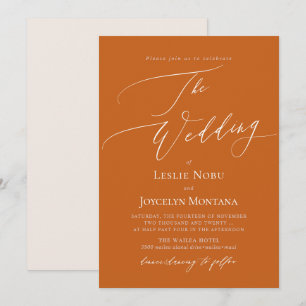 Convite PixDezines Luxe Calliografia DIY Terracotta Orange