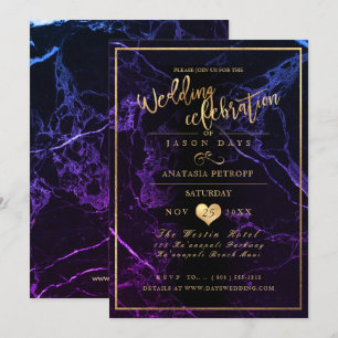 Convite PixDezines Marble/Faux Dourado/Celebração de Cas