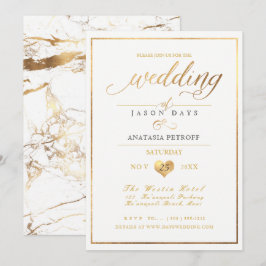 Convite PixDezines Marble/Faux Dourado/Celebração de Casam