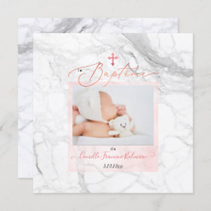 Convite PixDezines Marbre Blanc, Baptême File