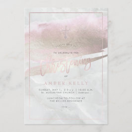 Convite PixDezines Mármore+Roxo Beije Platina/Batizado