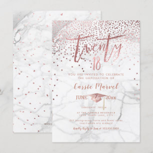 Convite PixDezines Mármore Tom de Rosa Dourado Falso 2018 