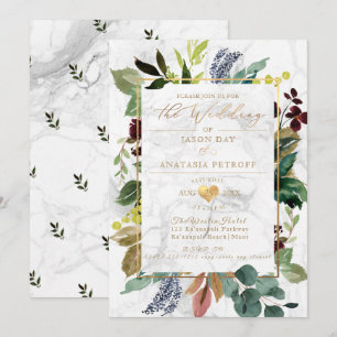 Convite PixDezines Mármore Verde Ouro Coração