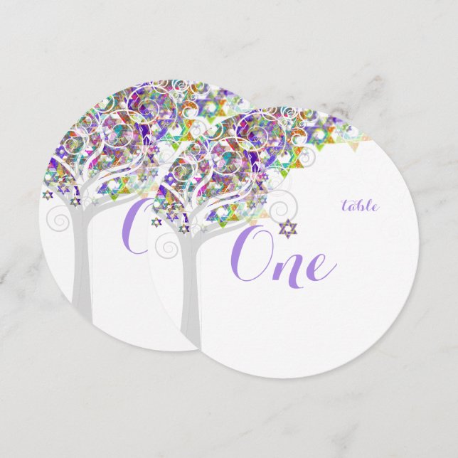 Convite PixDezines mesa n. árvore da vida Bat Mitzvah (Frente/Verso)