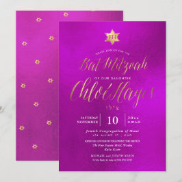 Convite PixDezines Minimalista Mitzvah magenta, Script
