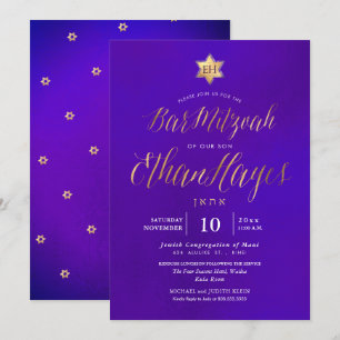 Convite PixDezines Minimalista Ultra Violeta Mitzvah, Scri