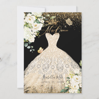 Convite PixDezines Mis Quince Champanhe Dourado